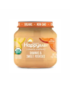 Happy Baby Organics Stage 2 Bananas And Sweet Potatoes Jar 113g
