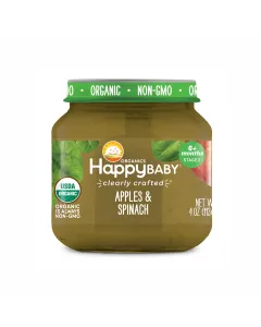 Happy Baby Organics Stage 2 Apples And Spinach Jar 113g