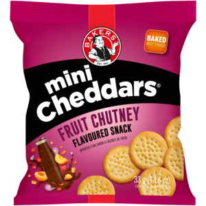 Bakers Mini Cheddars Fruit Chutney Flavoured Snack 33g