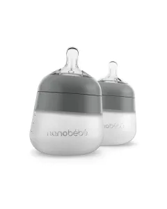 Nanobebe Flexy Silicone Bottle 150ml - Grey Twin Pack