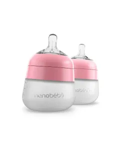 Nanobebe Flexy Silicone Bottle 150ml - Pink Twin Pack