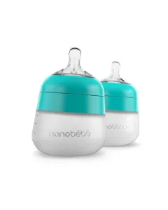 Nanobebe Flexy Silicone Bottle 150ml - Teal Twin Pack