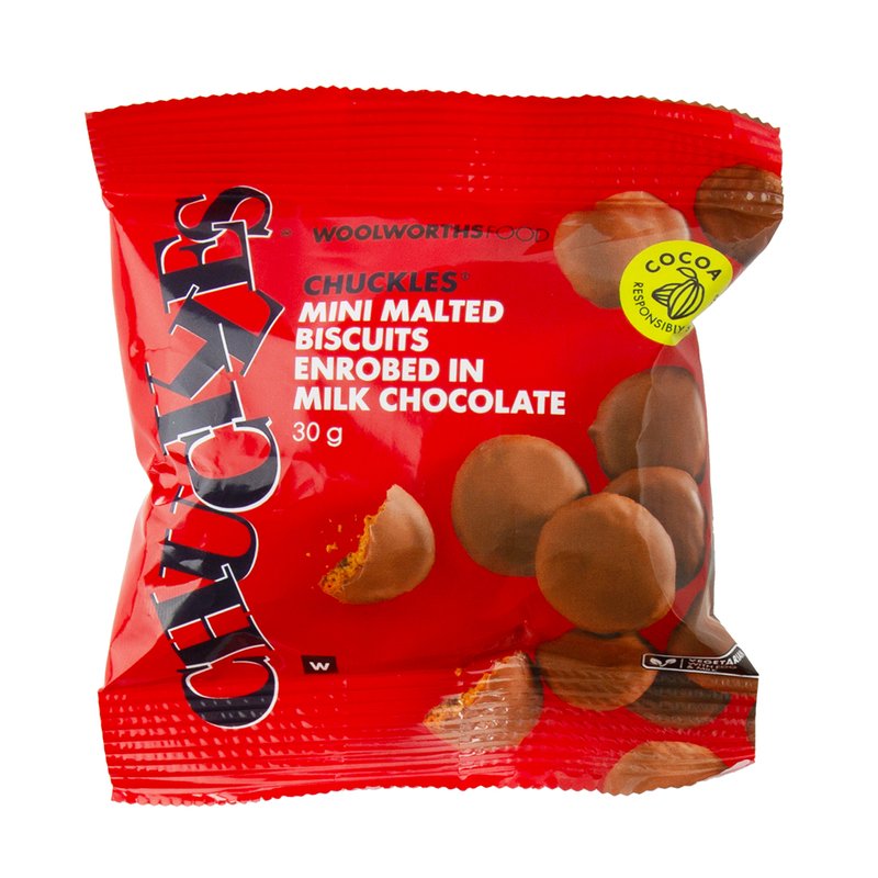 CHUCKLES® Mini Malted Biscuits Enrobed in Milk Chocolate 30 g