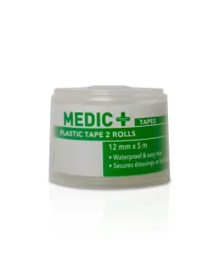 Medic Plastipore Plastic Tape 12mm X 5m, 2 Rolls