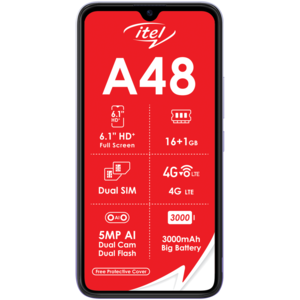 itel A48 Purple Dual SIM Smartphone cellphone 6.1-inch 16GB (Cell C)