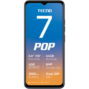 TECNO Endless Black Pop 7 Dual SIM Cellphone (Vodacom)