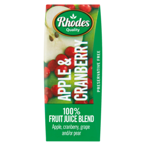 Rhodes Quality 100% Apple & Cranberry Juice Box 200ml