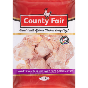 County Fair Frozen Chicken Drumsticks With Brine-Based Mixture 1.5Kg