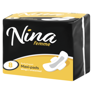 Nina Femme Body Shaped Winged Unscented Maxi-Pads 8 Pack