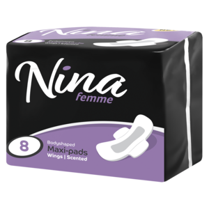 Nina Femme Body Shaped Winged Scented Maxi-Pads 8 Pack