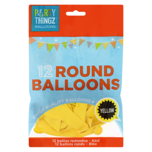 Party Thingz Yellow Round Balloons 12 Pack