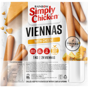 RAINBOW Simply Chicken Cheese Smoked Viennas With Chicken Breast Meat 1kg