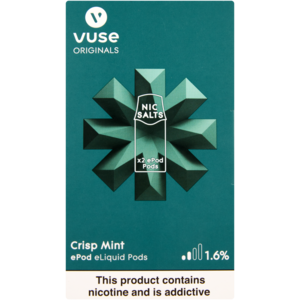 Vuse Originals Crisp Mint 1.6% Nicotine E-Liquid Replacement Pods 2 Pack (Non-Refundable. Non-Returnable.)
