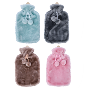 Pom Pom Plush Hot Water Bottle 2L (Colour May Vary)