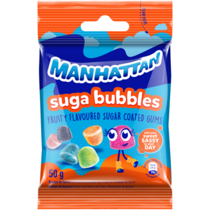 Manhattan Fruity Flavoured Suga Bubbles 50g