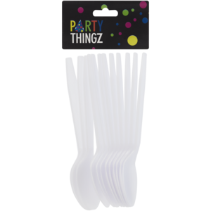 Party Thingz White Plastic Spoons 12 Pack