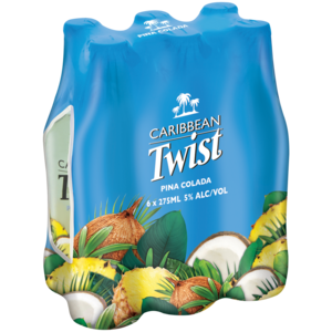 Caribbean Twist Piña Colada Spirit Cooler Bottles 6 x 275ml