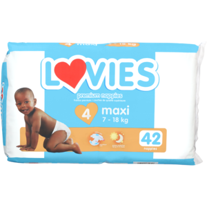 Lovies Maxi Size 4 7-18kg Premium Nappies 42 Pack