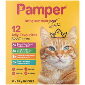 Pamper Fine Cuts Assorted Jelly Favourites Cat Food 12 x 85g