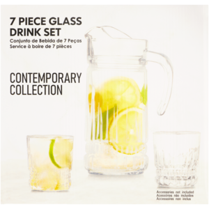 Home Discovery Contemporary Collection Glass Drink Set 7 Piece