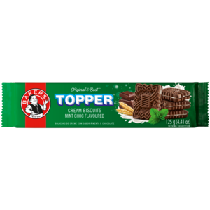 Bakers Topper Chocolate Mint Flavoured Cream Biscuits 125g