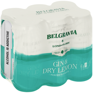 Belgravia Gin & Dry Lemon Cans 6 x 440ml
