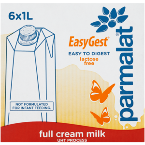 Parmalat EasyGest UHT Lactose Free Full Cream Milk Cartons 6 x 1L