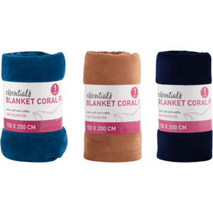Essentials Coral Fleece Blankets 150 x 200cm (Colour May Vary)