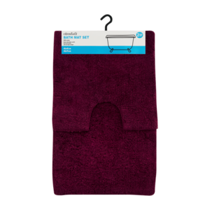Essentials Burgundy Bath Mat Set