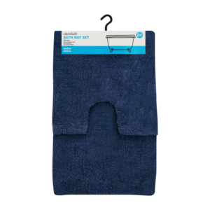 Essentials Navy Bath Mat Set