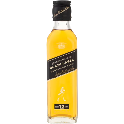Johnnie Walker Black Label 12 Year Old Blended Scotch Whisky Bottle 200ml