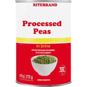 Ritebrand Processed Peas In Brine Can 410g