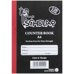 Scholar A4 Feint & Margin Hardcover Counter Book 128 Page