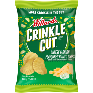 Willards Crinkle Cut Cheese & Onion Flavoured Potato Chips 120g