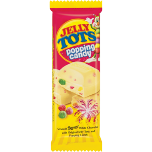 Jelly Tots & Popping Candy Flavoured White Chocolate Slab 80g