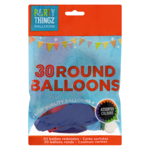 Party Thingz Mixed Round Balloons 30 Pack