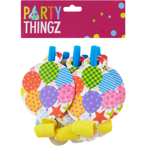 Party Thingz Balloon Print Blow Outs 8 Pack