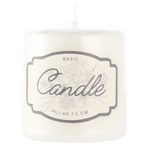Unscented White Pillar Candle 7.5cm