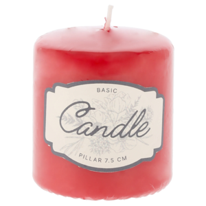 Unscented Red Pillar Candle 7.5cm