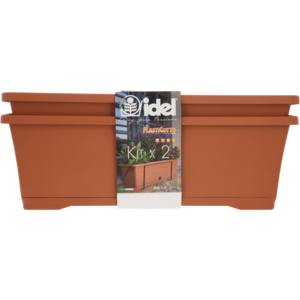 Idel Burnt Orange Plasticotto Balcony Planter Set 2 Piece