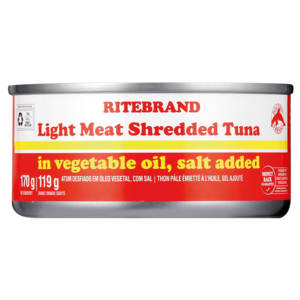 Ritebrand Light Meat Shredded Tuna In Vegetable Oil Can 170g
