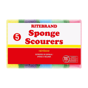 Ritebrand Rainbow Coloured Sponge Scourers 5 Pack