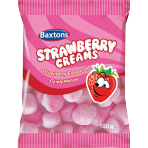 Baxtons Strawberry Creams Flavoured Candy Mallow Pack 100g