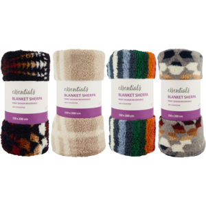 Essentials Print Design Sherpa Blanket 150 x 200cm (Design May Vary)