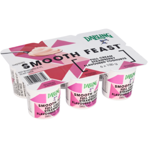 Darling Full Cream Strawberry Flavoured Yoghurts 6 x 100g