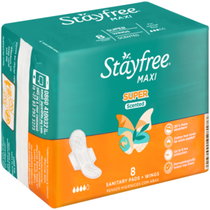 Stayfree Maxi Scented Super For Heavy Flow Wings 8 Pack