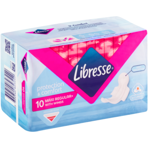 Libresse Protection & Comfort Unscented Maxi Regular Sanitary Pads With Wings 10 Pack