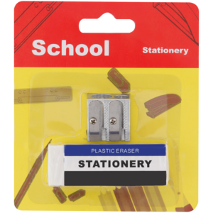 School Stationery Eraser & Double Hole Sharpener Set