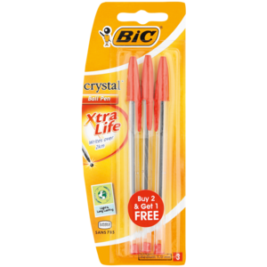 BIC Crystal Ball Red Pen 2+1 Pack