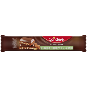 Canderel 0% Added Sugar Decadent Crispy & Almond Chocolate Bar 27g